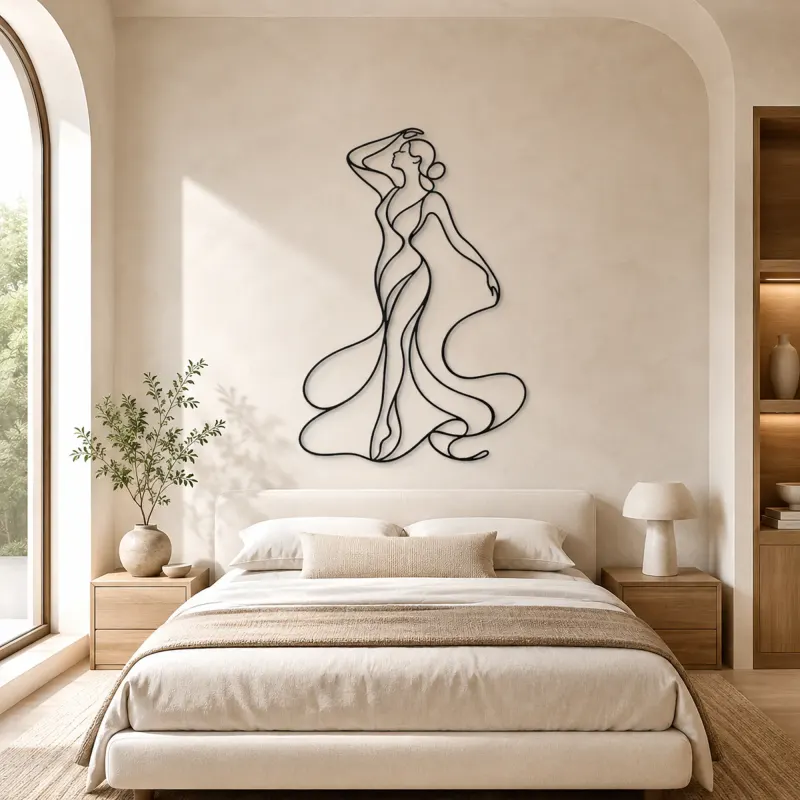Ribbon Body Flow Metal Wall Art | Feminine Figure Wall Decor - lifestyle view 2
