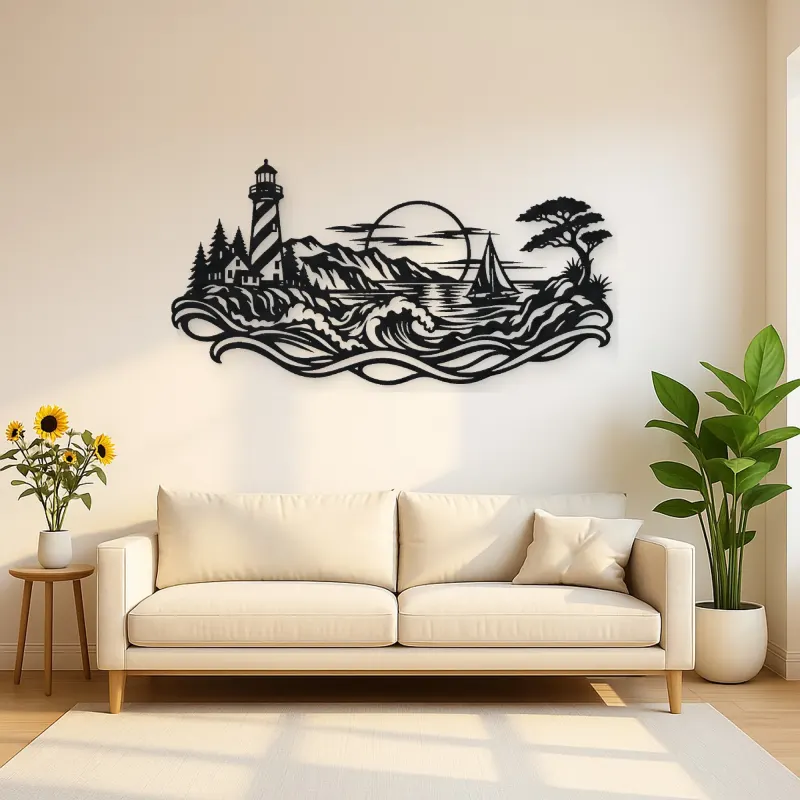 Lighthouse Coastline Metal Wall Art | Coastal and Nautical Wall Decor