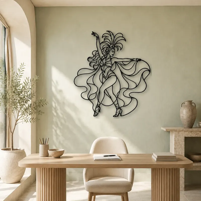 Samba Carnival Pose Metal Wall Art | Dance Silhouette Wall Decor - lifestyle view 4