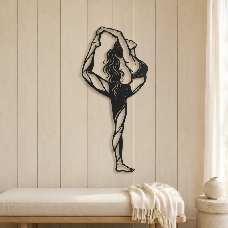 Standing Backbend Metal Wall Art | Movement Silhouette Decor - lifestyle view 5