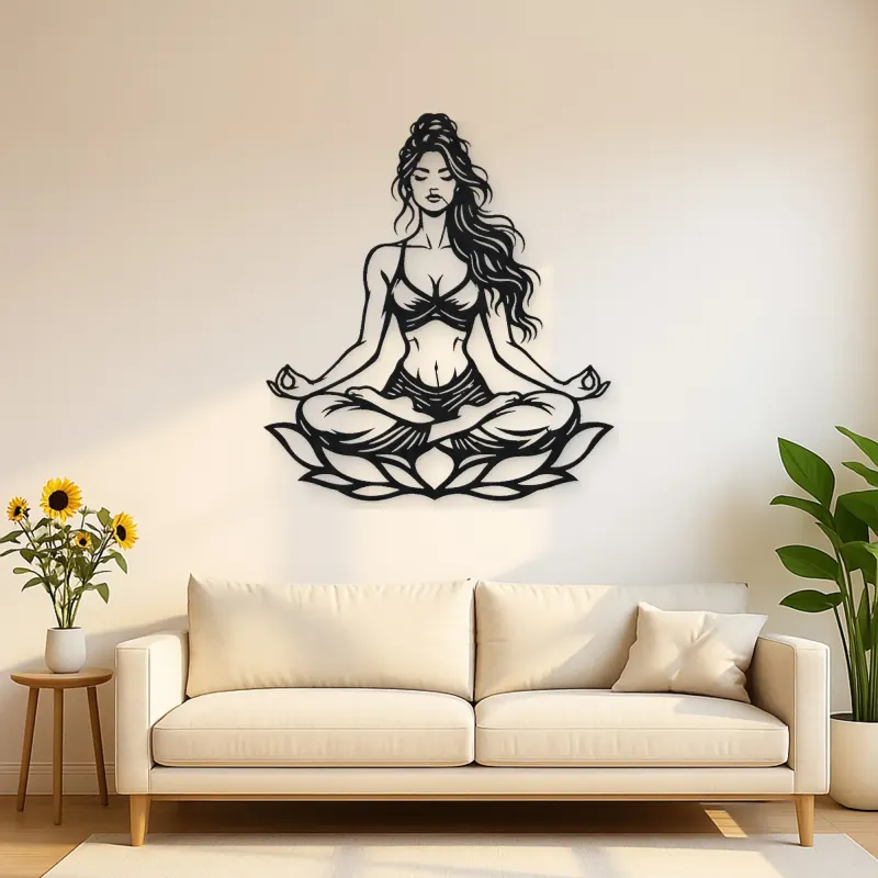 Lotus Meditation Metal Wall Art | Movement Silhouette Decor