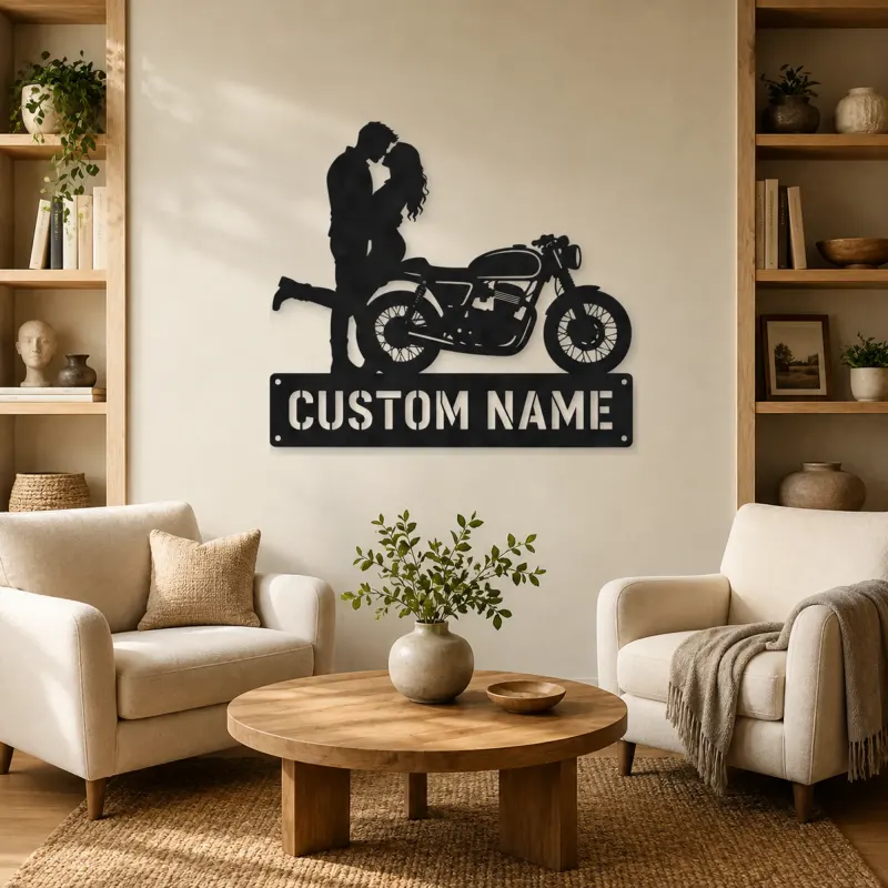 Personalized Cafe Racer Couple Metal Wall Art - lifestyle view 4