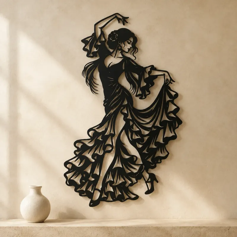 Flamenco Flow Metal Wall Art | Movement Silhouette Decor - lifestyle view 3
