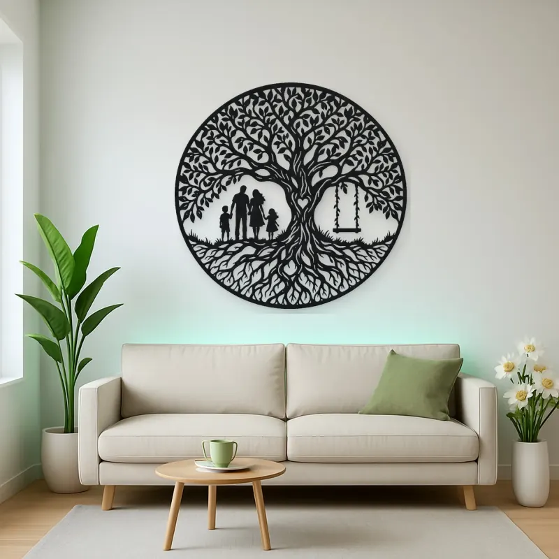 Family Roots Tree Metal Wall Art | Family Silhouette Decor