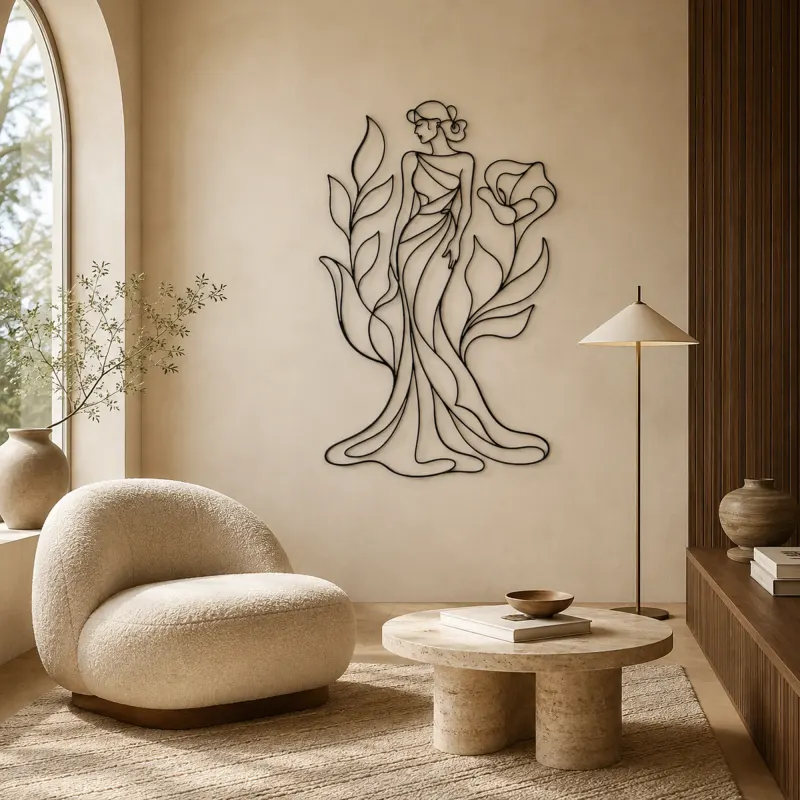 Botanical Gown Muse Metal Wall Art | Botanical Woman Wall Decor - lifestyle view 5