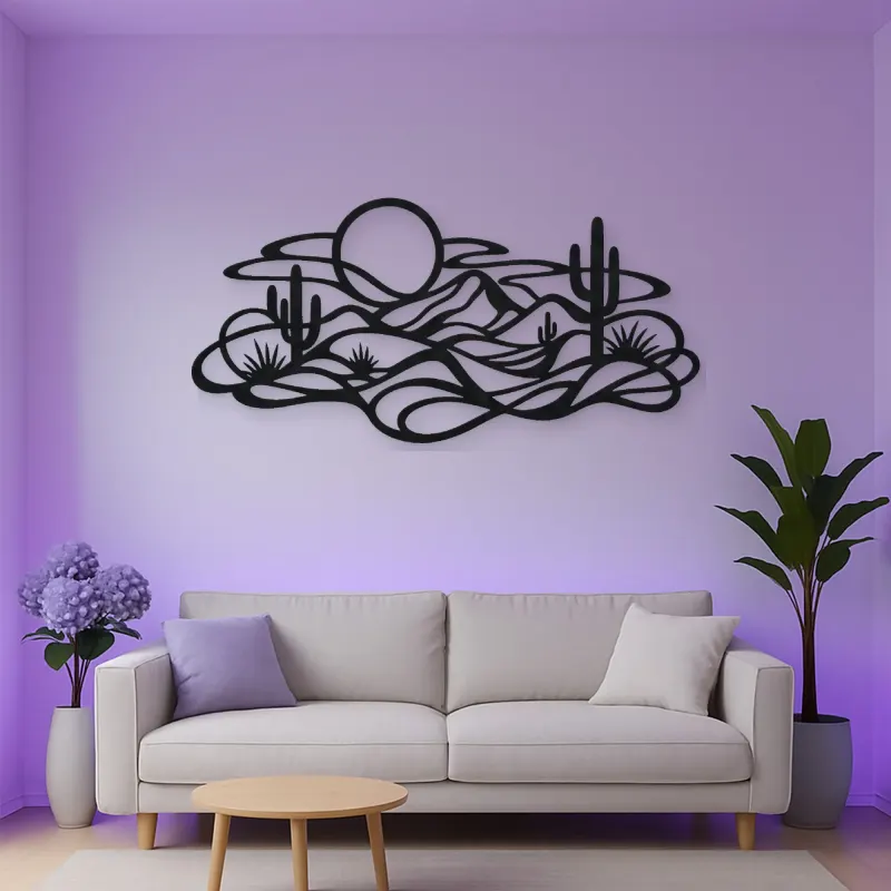 Layered Desert Curves Metal Wall Art | Nature Silhouette Decor