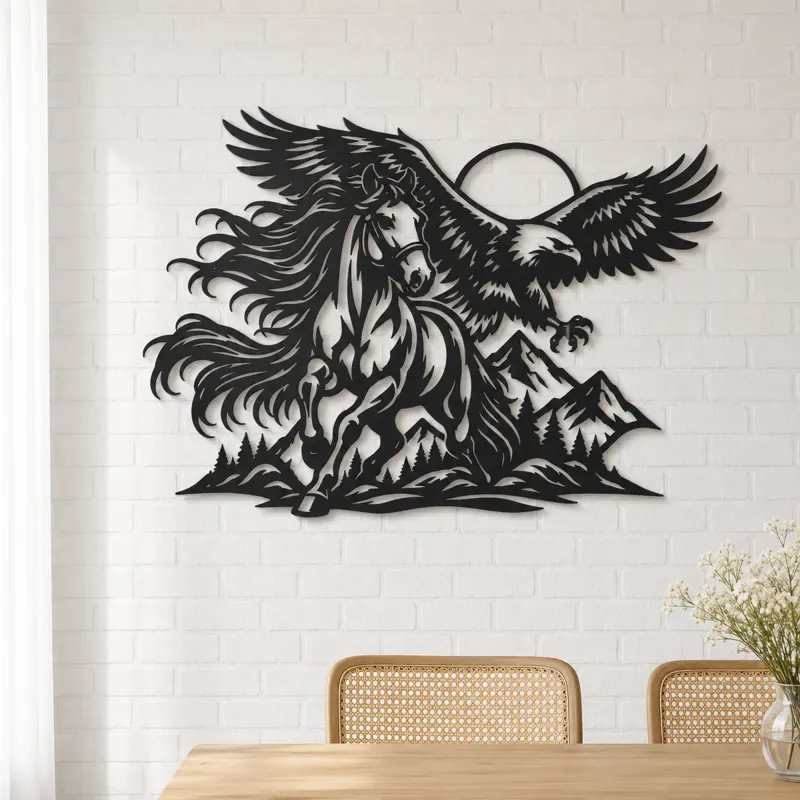 Horse and Eagle Metal Wall Art | Equestrian Wall Decor - lifestyle view 4