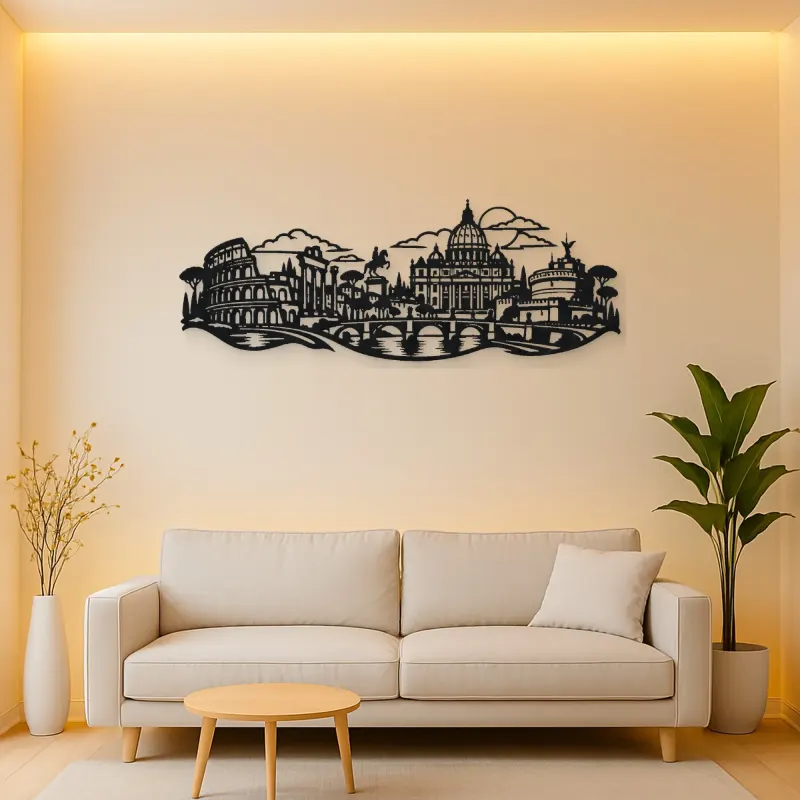 Rome Skyline Flow Metal Wall Art | Travel and City Wall Decor