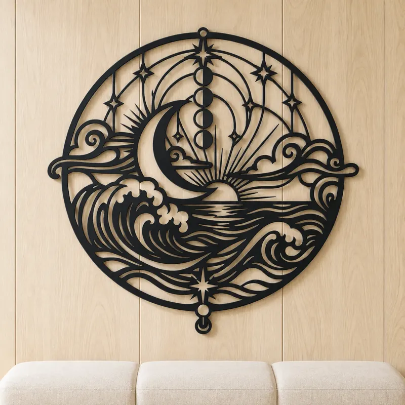 Moon and Ocean Metal Wall Art | Coastal and Nautical Wall Decor - lifestyle view 5