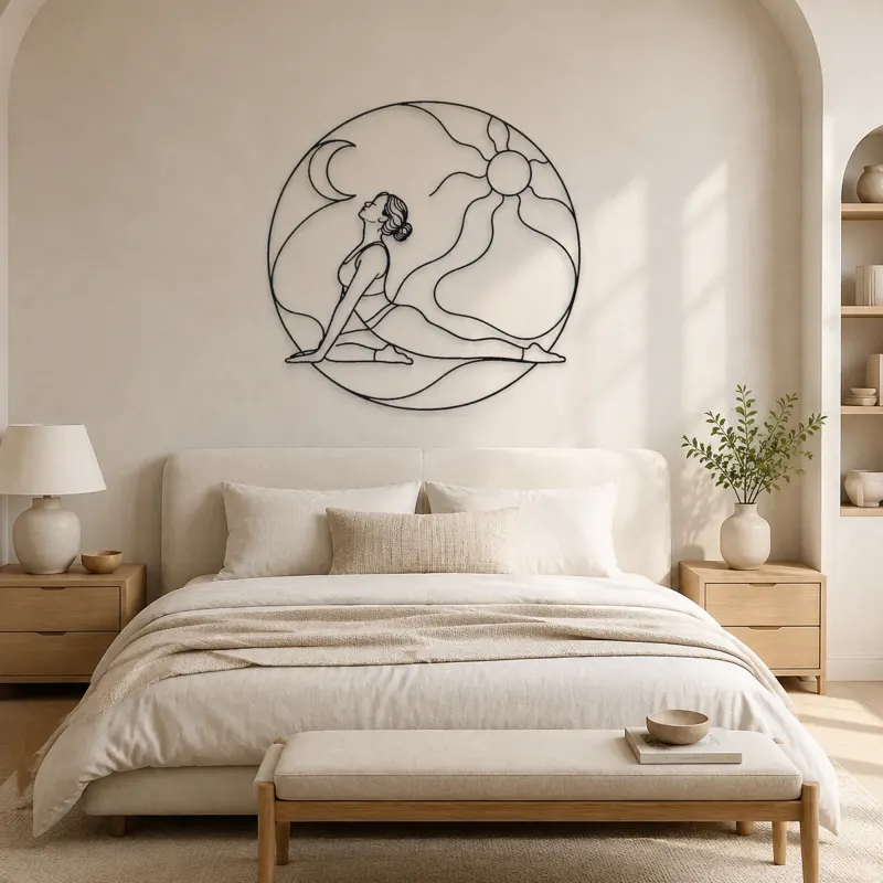 Pigeon Pose Release Metal Wall Art | Yoga and Meditation Wall Decor - lifestyle view 2