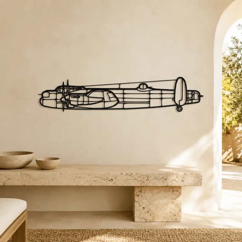 Avro Lancaster Airplane Silhouette Metal Wall Art, Metal Aircraft Silhouette, Aviation Wall Decor, Aviator Decor - lifestyle view 3