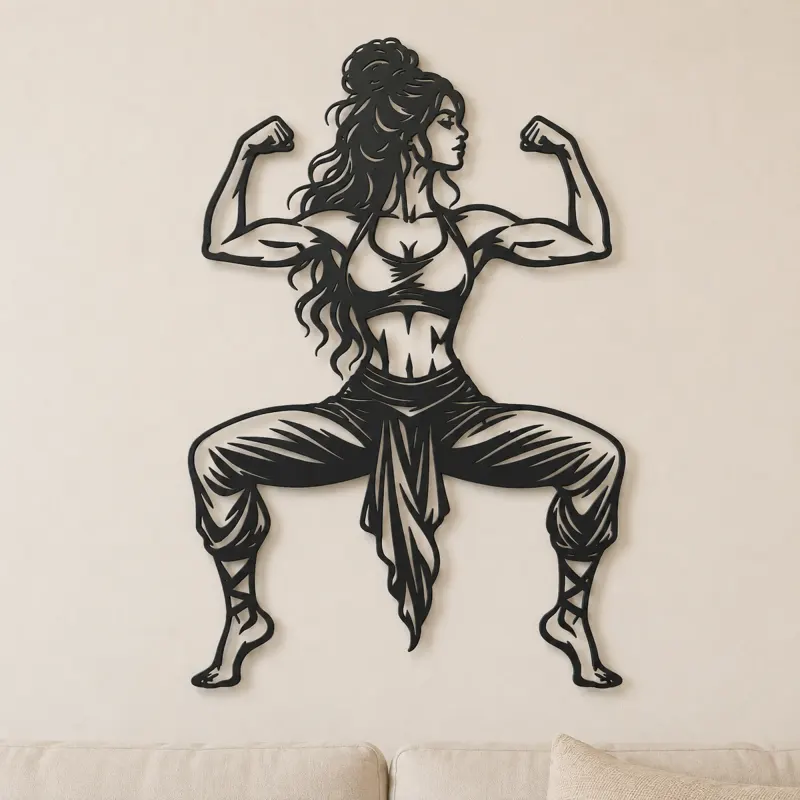 Décoration murale en métal Goddess Pose Strength | Décor silhouette de mouvement