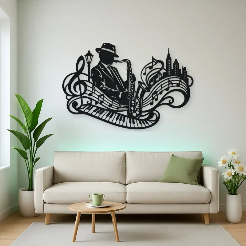 Saxophone Jazz Flow Metal Wall Art | Music Room Wall Decor