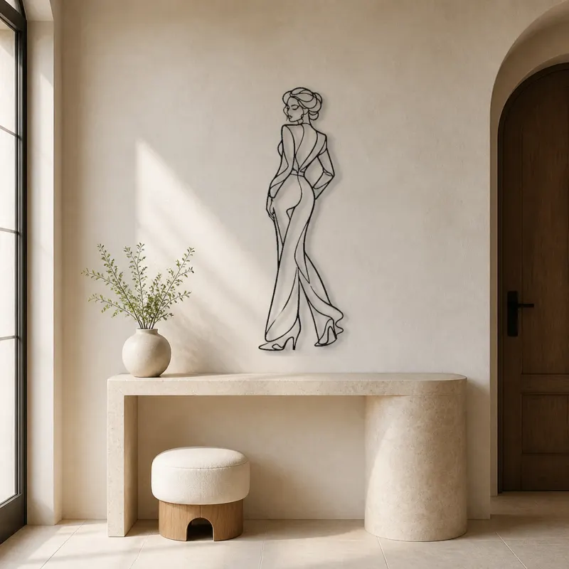 Catwalk Turn Pose Metal Wall Art | Fashion Figure Wall Decor - lifestyle view 3