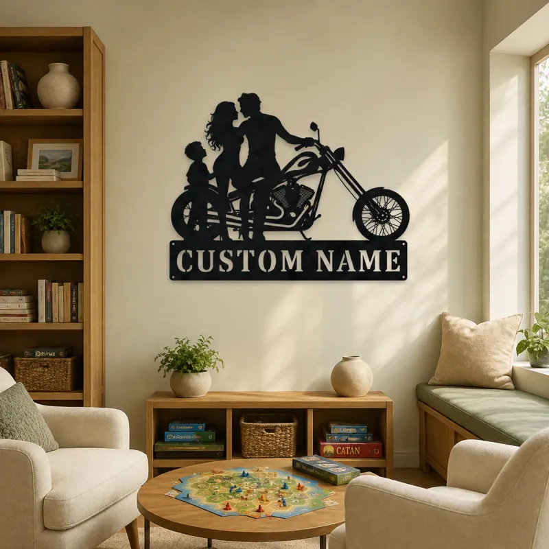 Personalized Chopper Family of Three Metal Wall Art - lifestyle view 4