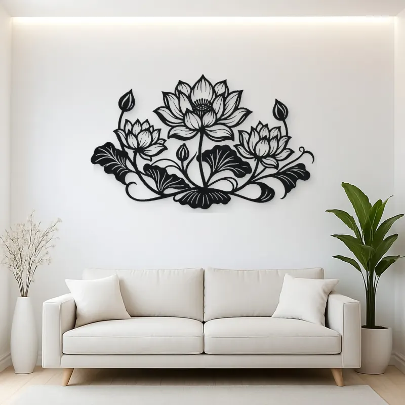 Lotus Bloom Balance Metal Wall Art | Botanical Metal Wall Decor