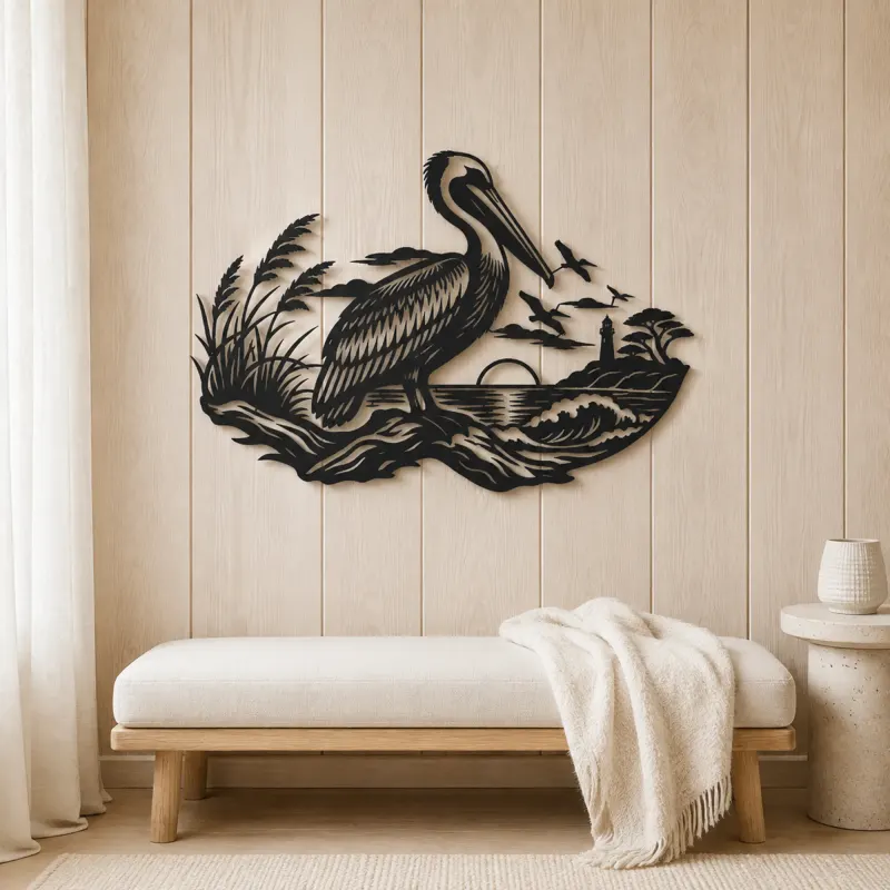 Pelican Coastline Metal Wall Art | Coastal and Nautical Wall Decor - lifestyle view 5