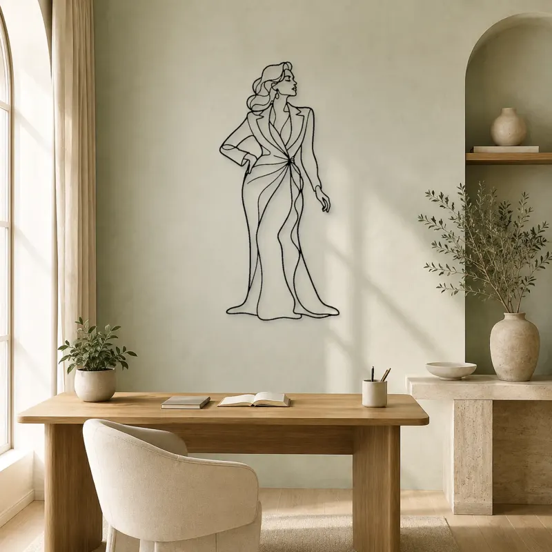 Classic Glamour Pose Metal Wall Art | Fashion Figure Wall Decor - lifestyle view 4