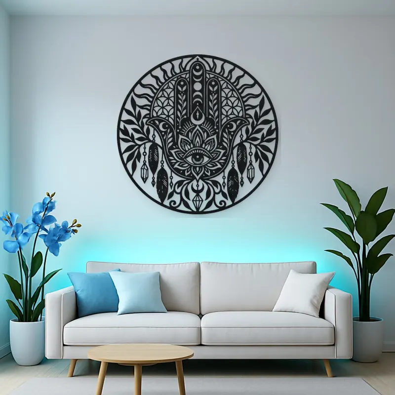Protection Hand Metal Wall Art | Spiritual Boho Metal Decor
