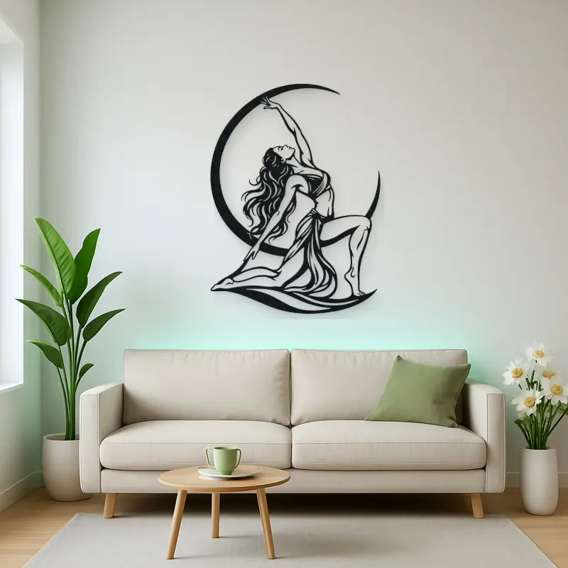 Moon Salutation Metal Wall Art | Movement Silhouette Decor