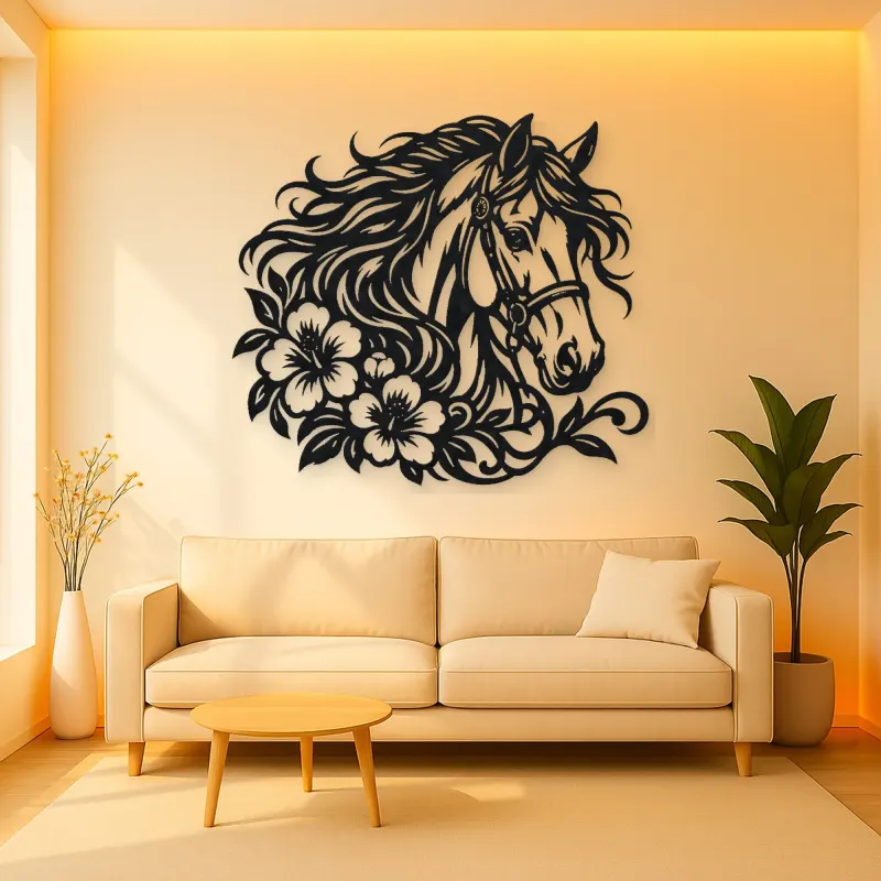 Horse Head Floral Metal Wall Art | Equestrian Wall Decor
