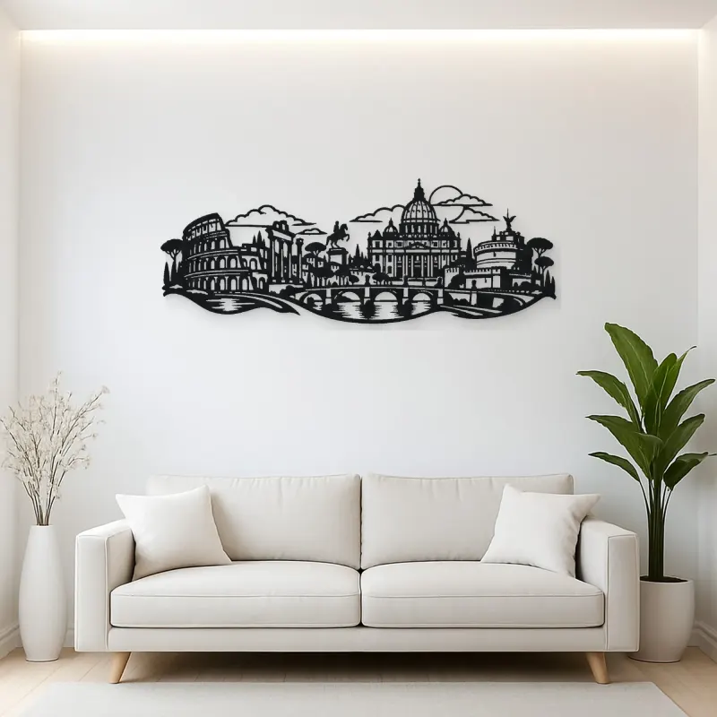 Rome Skyline Flow Metal Wall Art | Travel and City Wall Decor