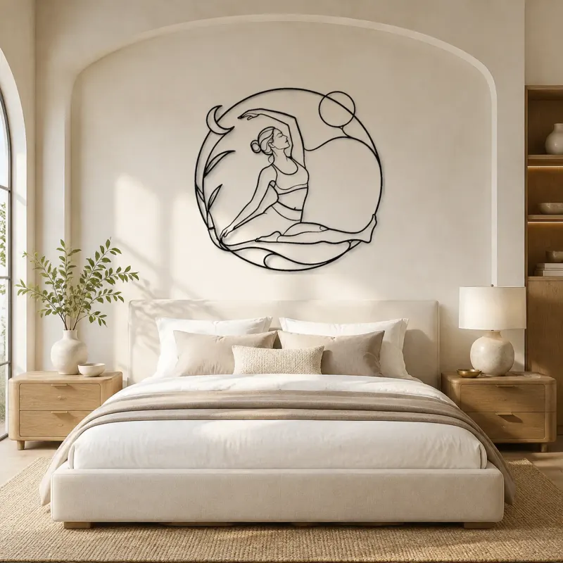 Sugarcane Pose Metal Wall Art | Yoga and Meditation Wall Decor - lifestyle view 2