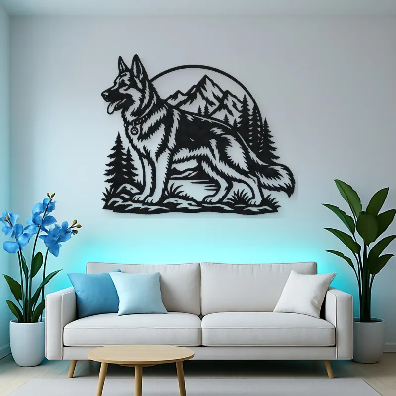 German Shepherd Profile Metal Wall Art | Pet Lover Silhouette Decor