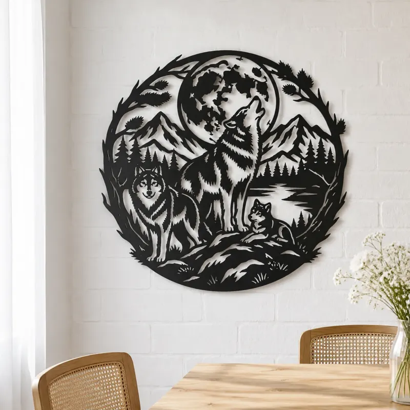 Wolf Moon Arc Metal Wall Art | Celestial Boho Wall Decor - lifestyle view 4
