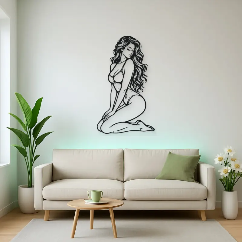 Kneeling Side Pose Metal Wall Art | Movement Silhouette Decor