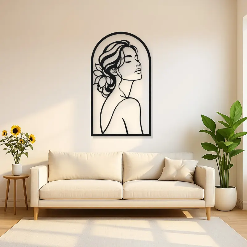 Beauty in Arch Metal Wall Art | Minimalist Woman Line Art