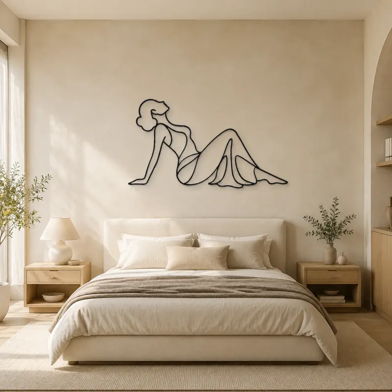 Reclining Side Silhouette Metal Wall Art | Feminine Figure Wall Decor - lifestyle view 2
