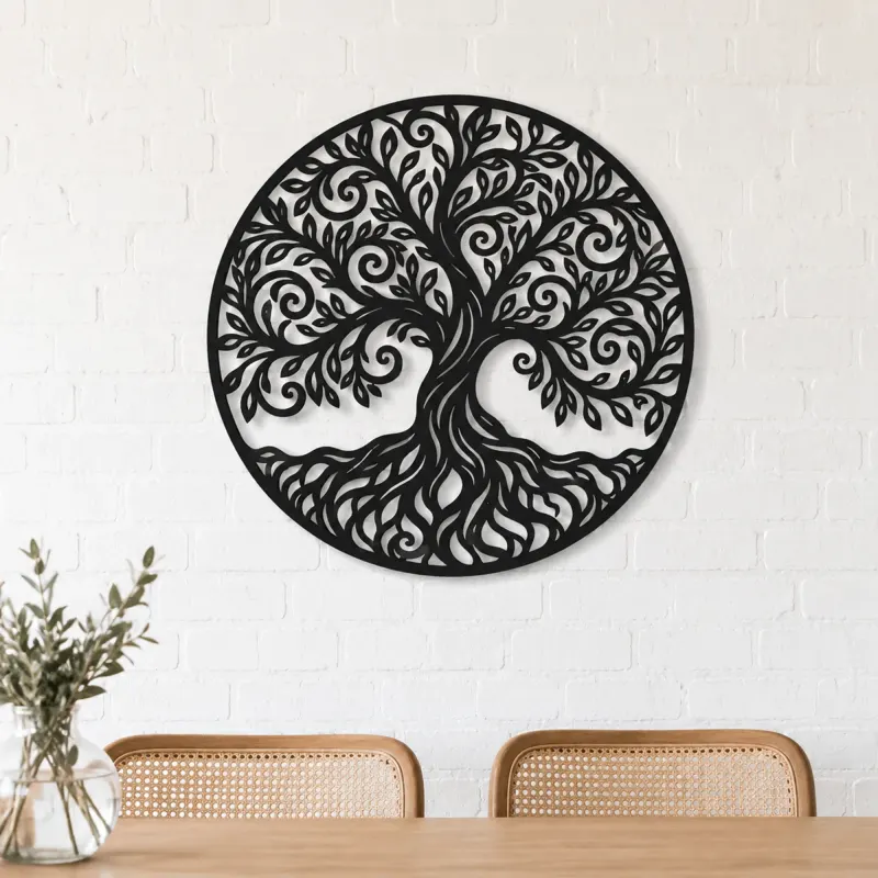 Spiral Branch Tree Metal Wall Art | Botanical Metal Wall Decor - lifestyle view 4