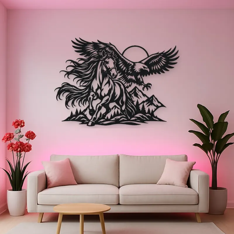 Horse and Eagle Metal Wall Art | Equestrian Wall Decor