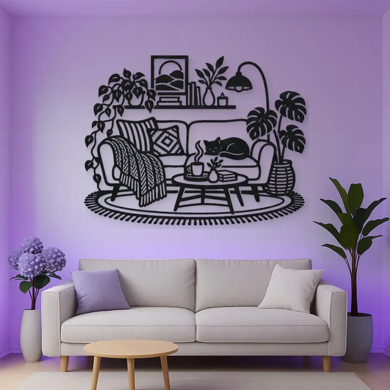 Cozy Sofa Line Metal Wall Art | Cozy Home Metal Decor