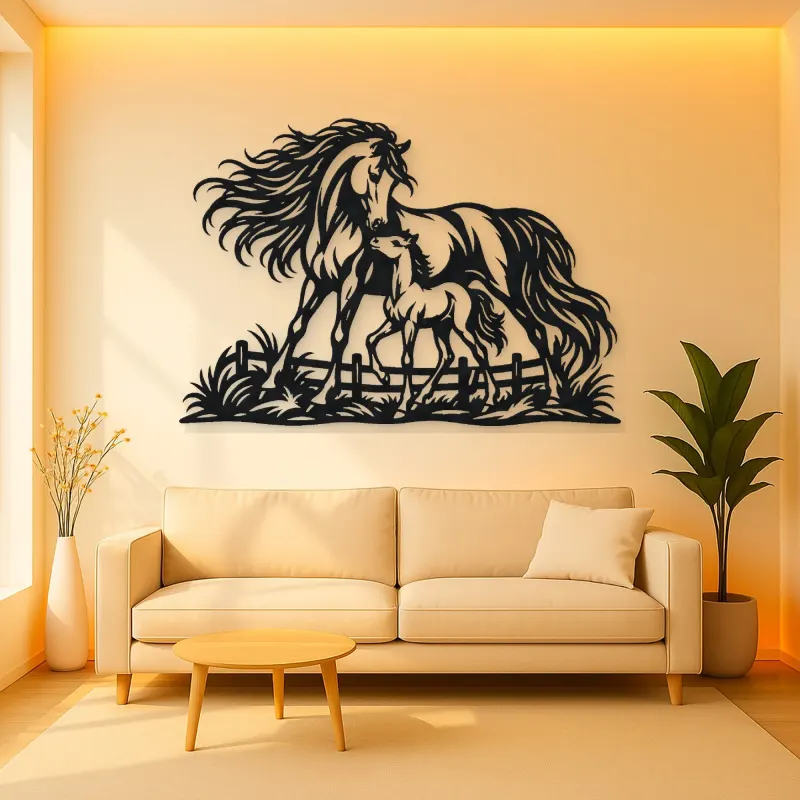 Mare and Foal Metal Wall Art | Equestrian Wall Decor