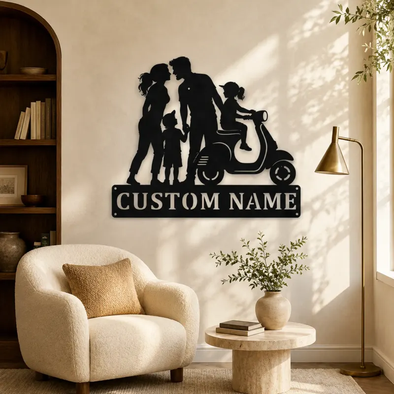 Personalized Scooter Family of Four Metal Wall Art - lifestyle view 5