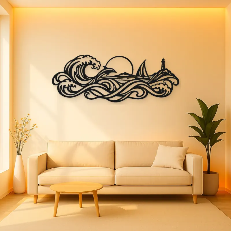 Interwoven Ocean Waves Metal Wall Art | Coastal and Nautical Wall Decor