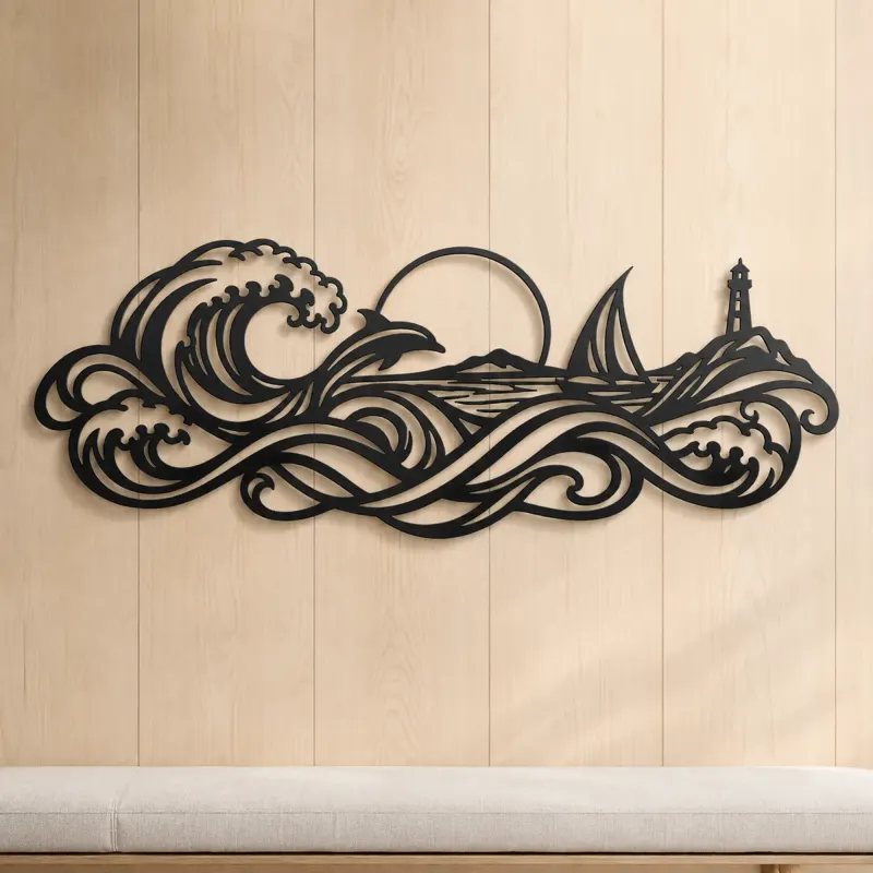 Interwoven Ocean Waves Metal Wall Art | Coastal and Nautical Wall Decor - lifestyle view 5