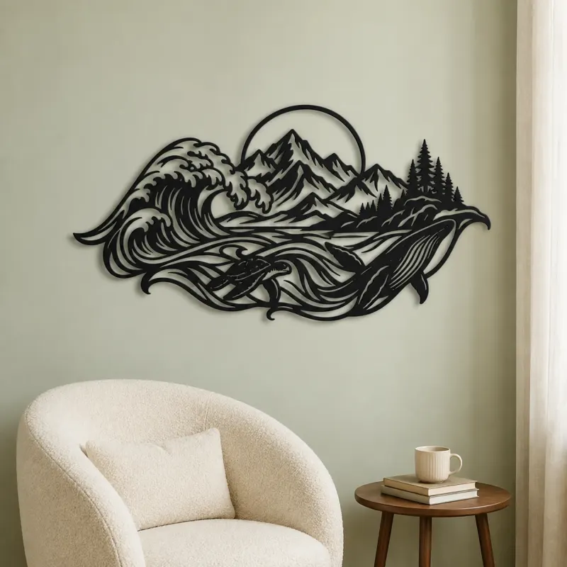 Ocean Mountain Fusion Metal Wall Art | Coastal and Nautical Wall Decor - lifestyle view 2
