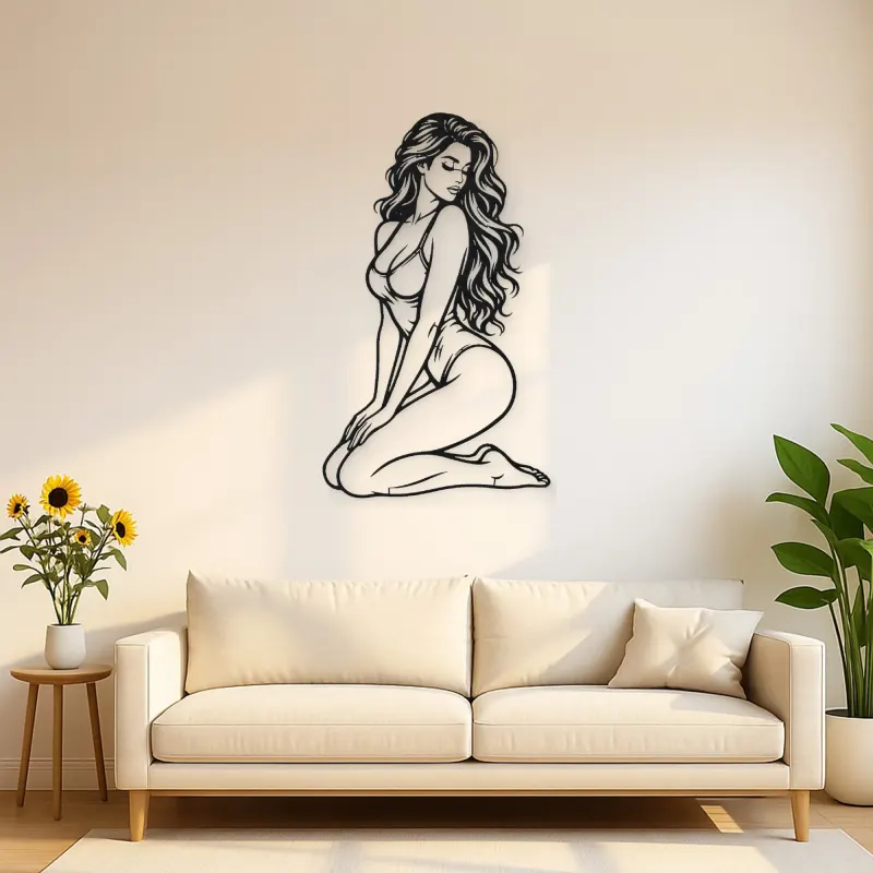 Kneeling Side Pose Metal Wall Art | Movement Silhouette Decor
