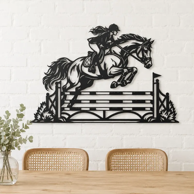 Show Jumping Moment Metal Wall Art | Equestrian Wall Decor - lifestyle view 4