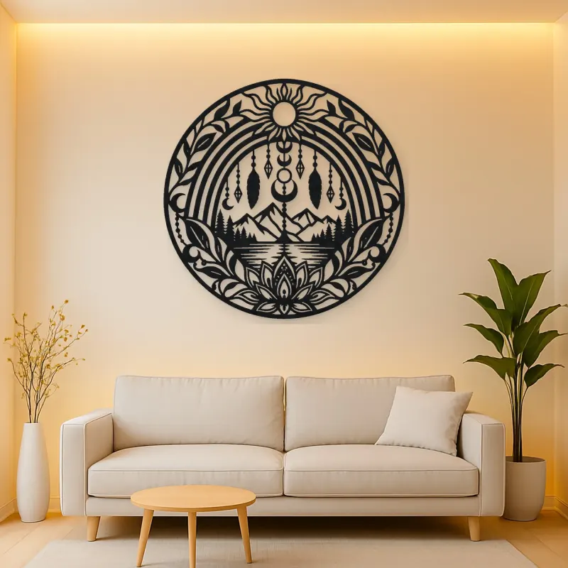 Boho Rainbow Arch Metal Wall Art | Modern Abstract Metal Decor