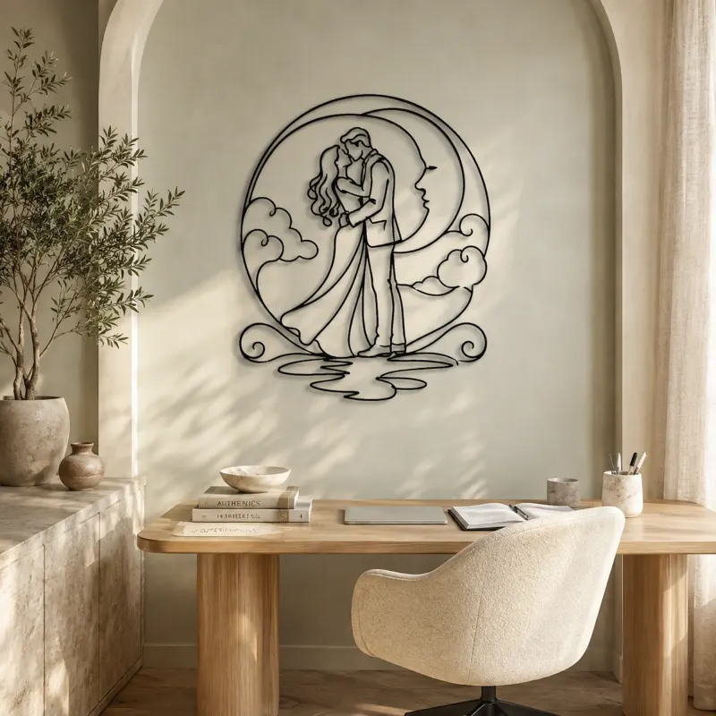 Moonlight Kiss Couple Metal Wall Art | Romantic Couple Decor - lifestyle view 4