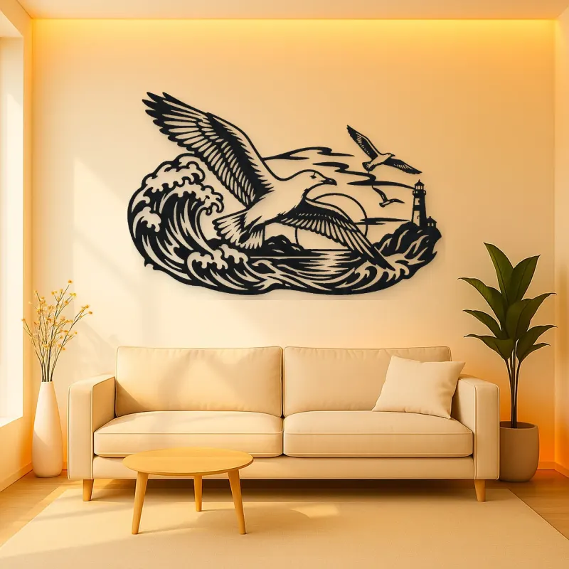 Seagull Wave Flight Metal Wall Art | Coastal and Nautical Wall Decor