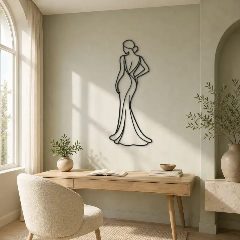 Runway Back Curve Metal Wall Art | Fashion Figure Wall Decor - lifestyle view 4