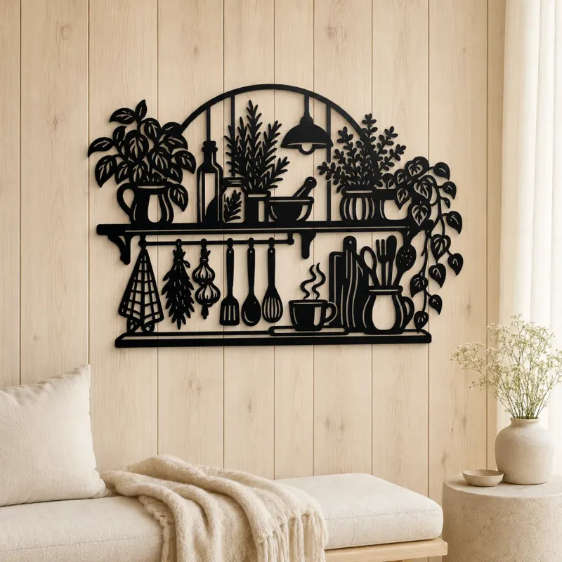 Kitchen Herb Shelf Metal Wall Art | Cozy Home Metal Decor - lifestyle view 5