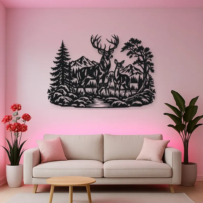 Deer Forest Profile Metal Wall Art | Wildlife Silhouette Decor