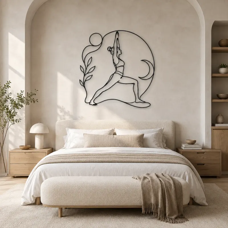 Warrior One Strength Metal Wall Art | Yoga and Meditation Wall Decor - lifestyle view 2
