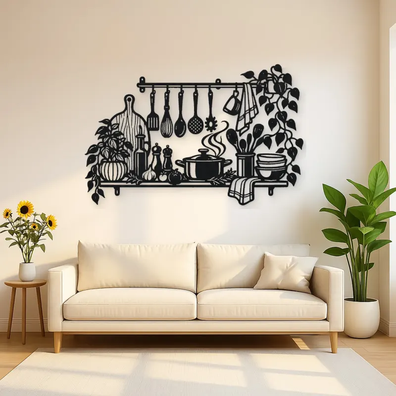 Chef Utensil Flow Metal Wall Art | Cozy Home Metal Decor